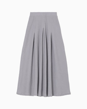 Shirring Jersey Jacquard Flare Skirt - grey