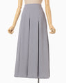 Shirring Jersey Jacquard Flare Skirt - grey