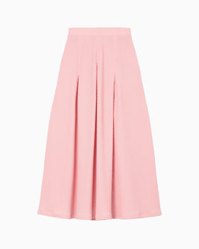 Shirring Jersey Jacquard Flare Skirt - pink