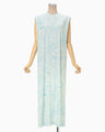 Marble Print Jersey Dress - blue