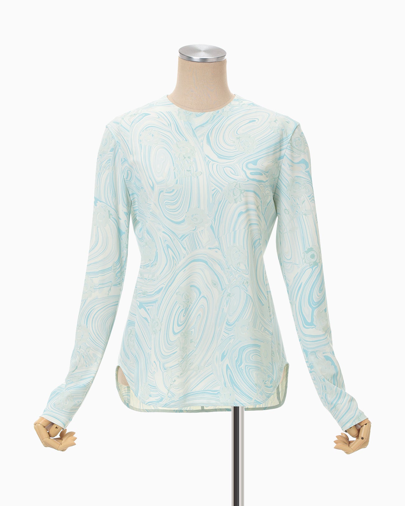 Marble Print Jersey Long Sleeve Top - blue - Mame Kurogouchi
