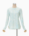 Marble Print Jersey Long Sleeve Top - blue