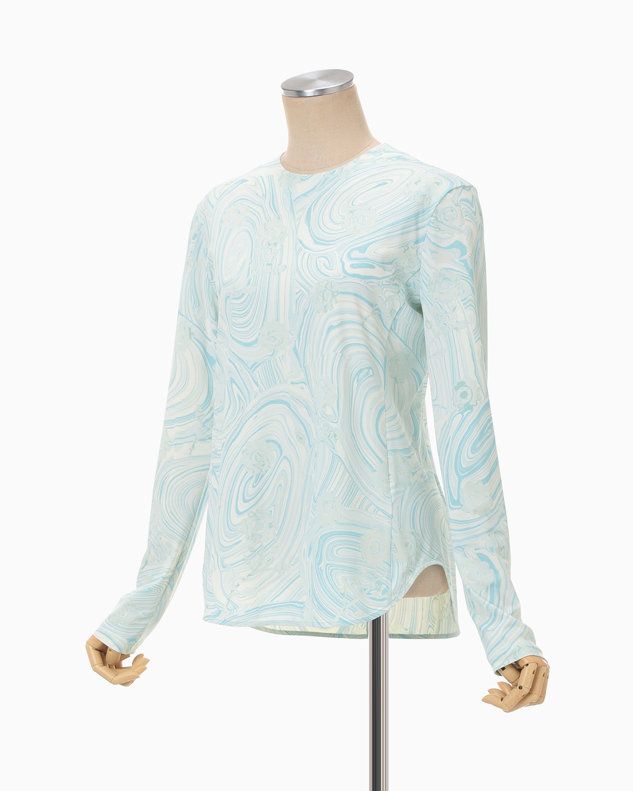 Marble Print Jersey Long Sleeve Top - blue - Mame Kurogouchi