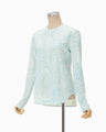 Marble Print Jersey Long Sleeve Top - blue