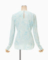 Marble Print Jersey Long Sleeve Top - blue