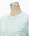 Marble Print Jersey Long Sleeve Top - blue