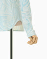 Marble Print Jersey Long Sleeve Top - blue