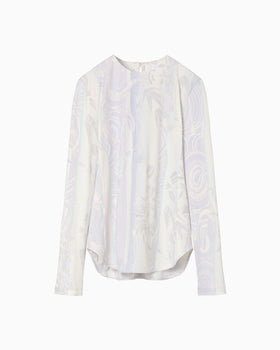 Marble Print Jersey Long Sleeve Top - purple