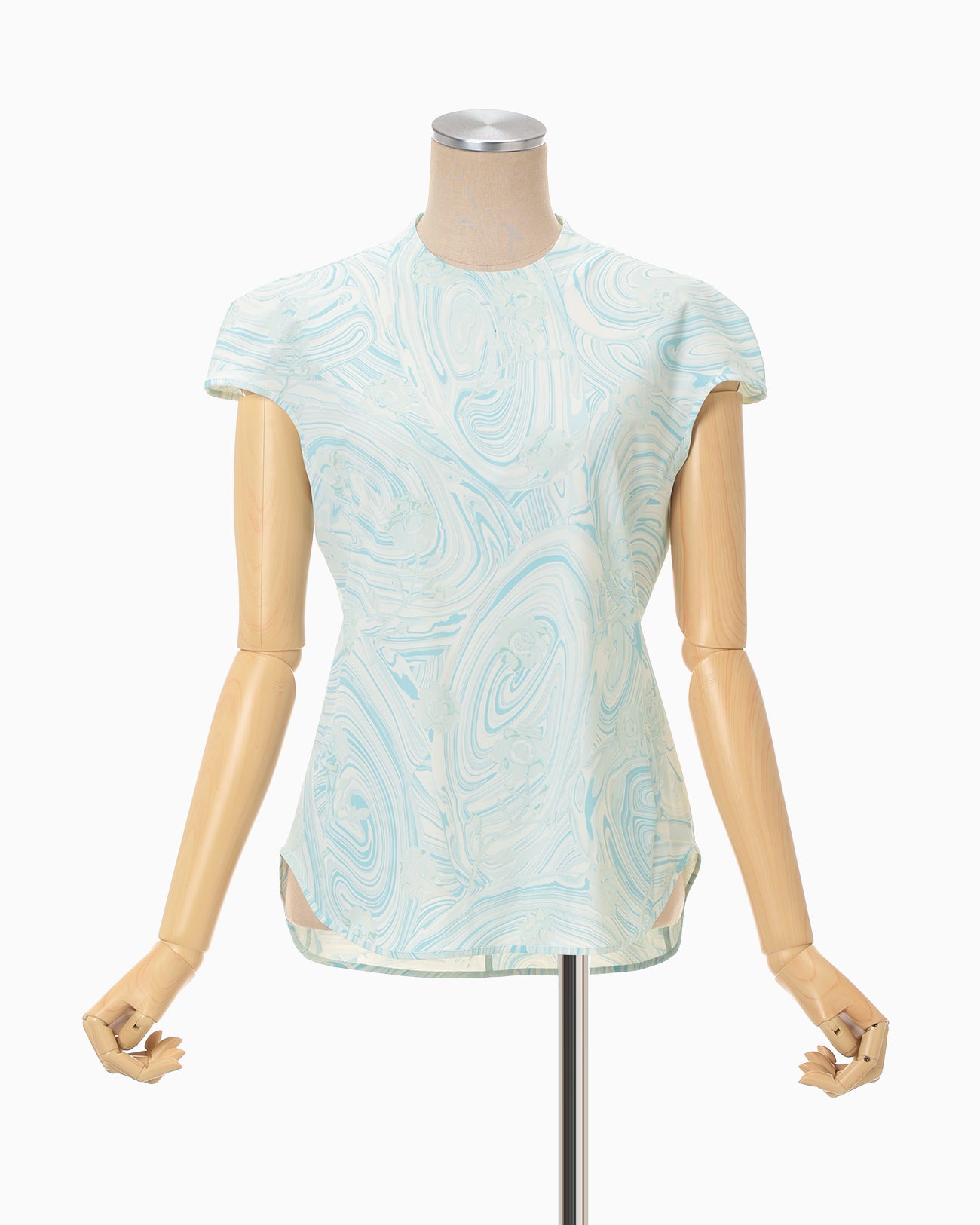 Marble Print Jersey Short Sleeve Top - blue - Mame Kurogouchi