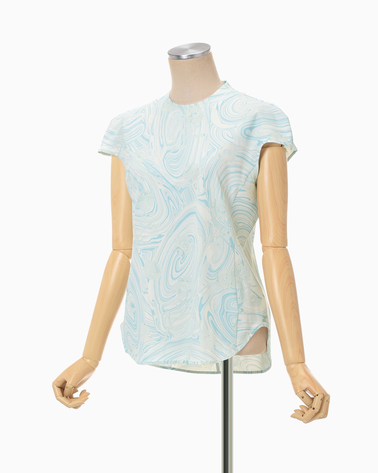 Marble Print Jersey Short Sleeve Top - blue - Mame Kurogouchi