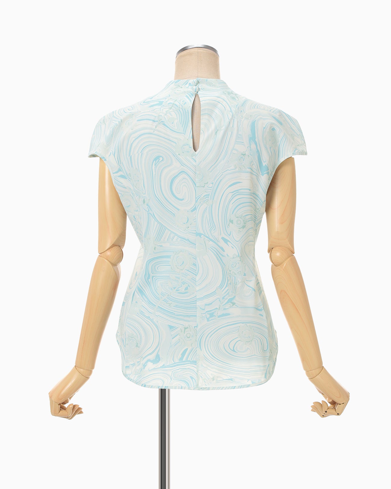 Marble Print Jersey Short Sleeve Top - blue - Mame Kurogouchi