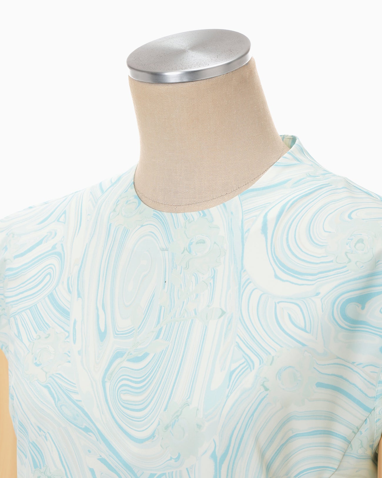 Marble Print Jersey Short Sleeve Top - blue - Mame Kurogouchi