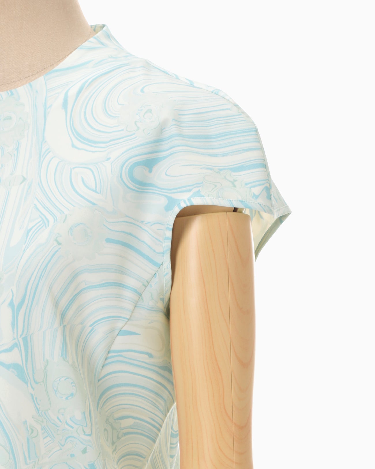 Marble Print Jersey Short Sleeve Top - blue - Mame Kurogouchi
