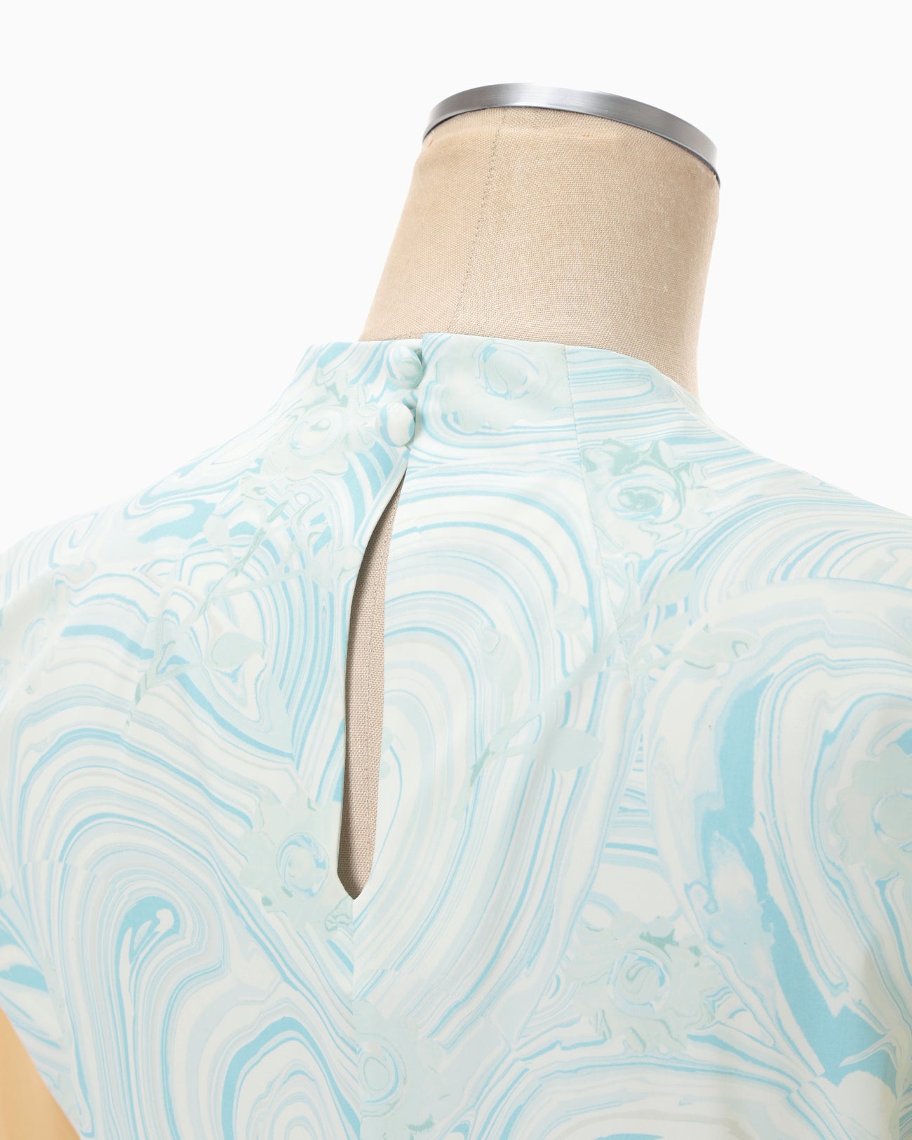 Marble Print Jersey Short Sleeve Top - blue - Mame Kurogouchi