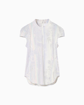 Marble Print Jersey Short Sleeve Top - purple