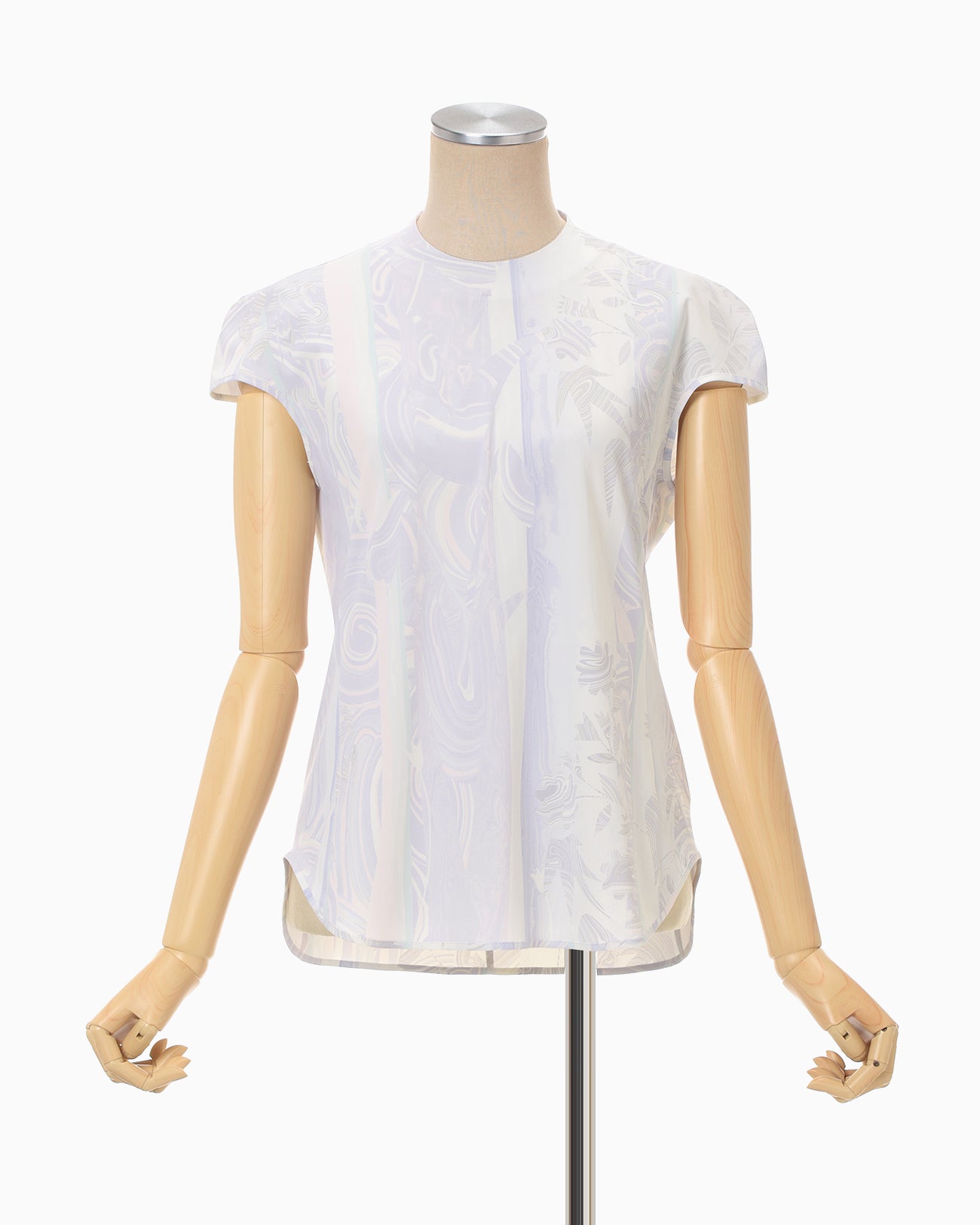 Marble Print Jersey Short Sleeve Top - purple - Mame Kurogouchi