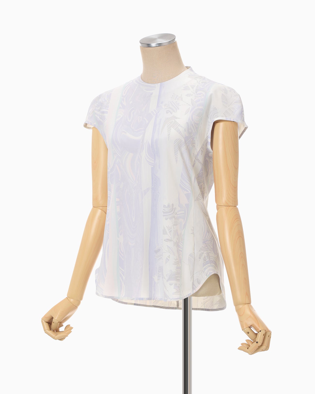 Marble Print Jersey Short Sleeve Top - purple - Mame Kurogouchi