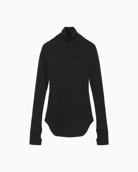 Cotton Jersey High Neck Top - black