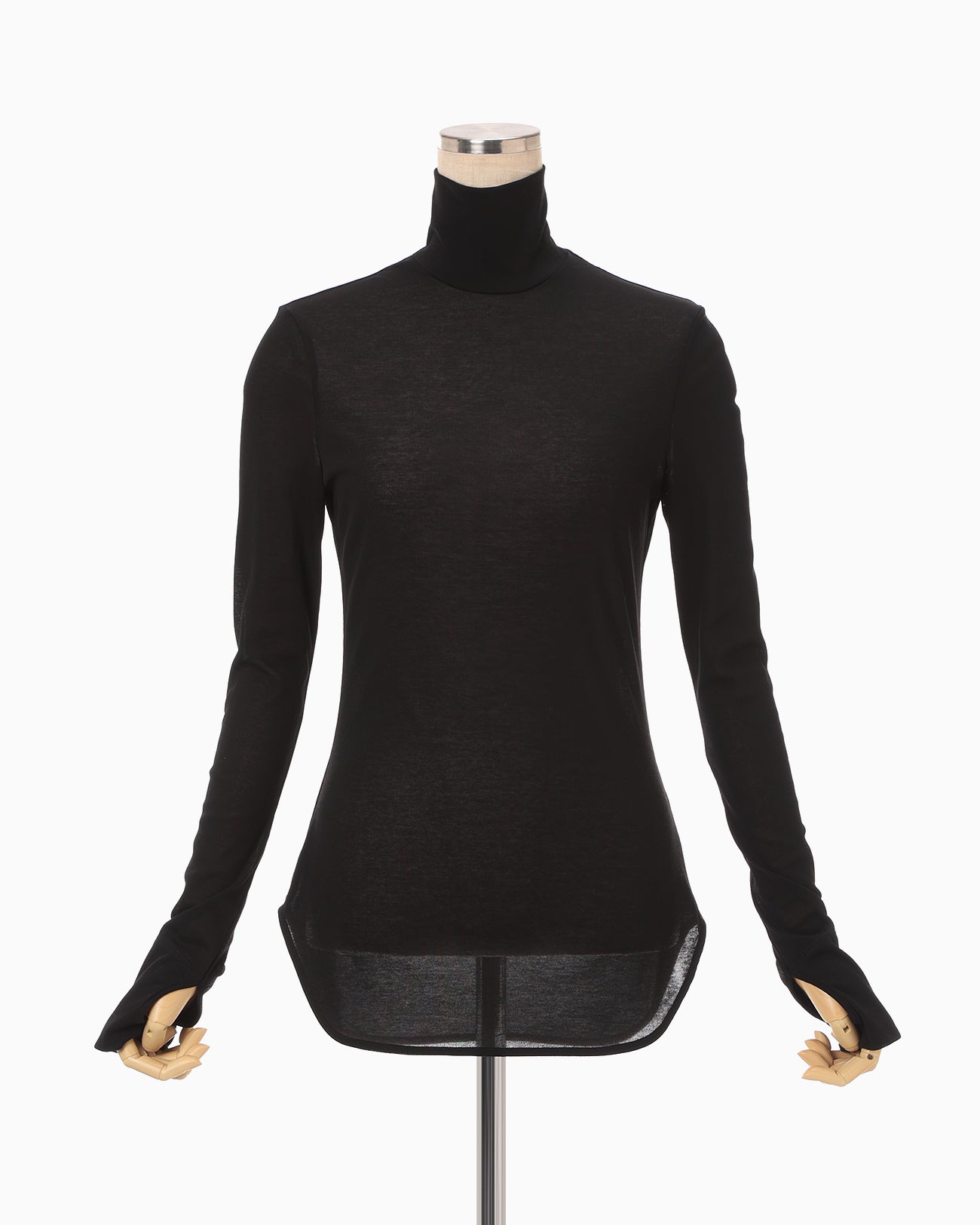Cotton Jersey High Neck Top - black - Mame Kurogouchi