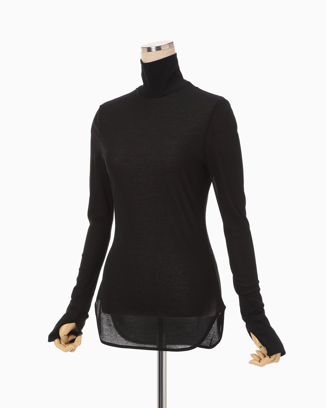 Cotton Jersey High Neck Top - black - Mame Kurogouchi
