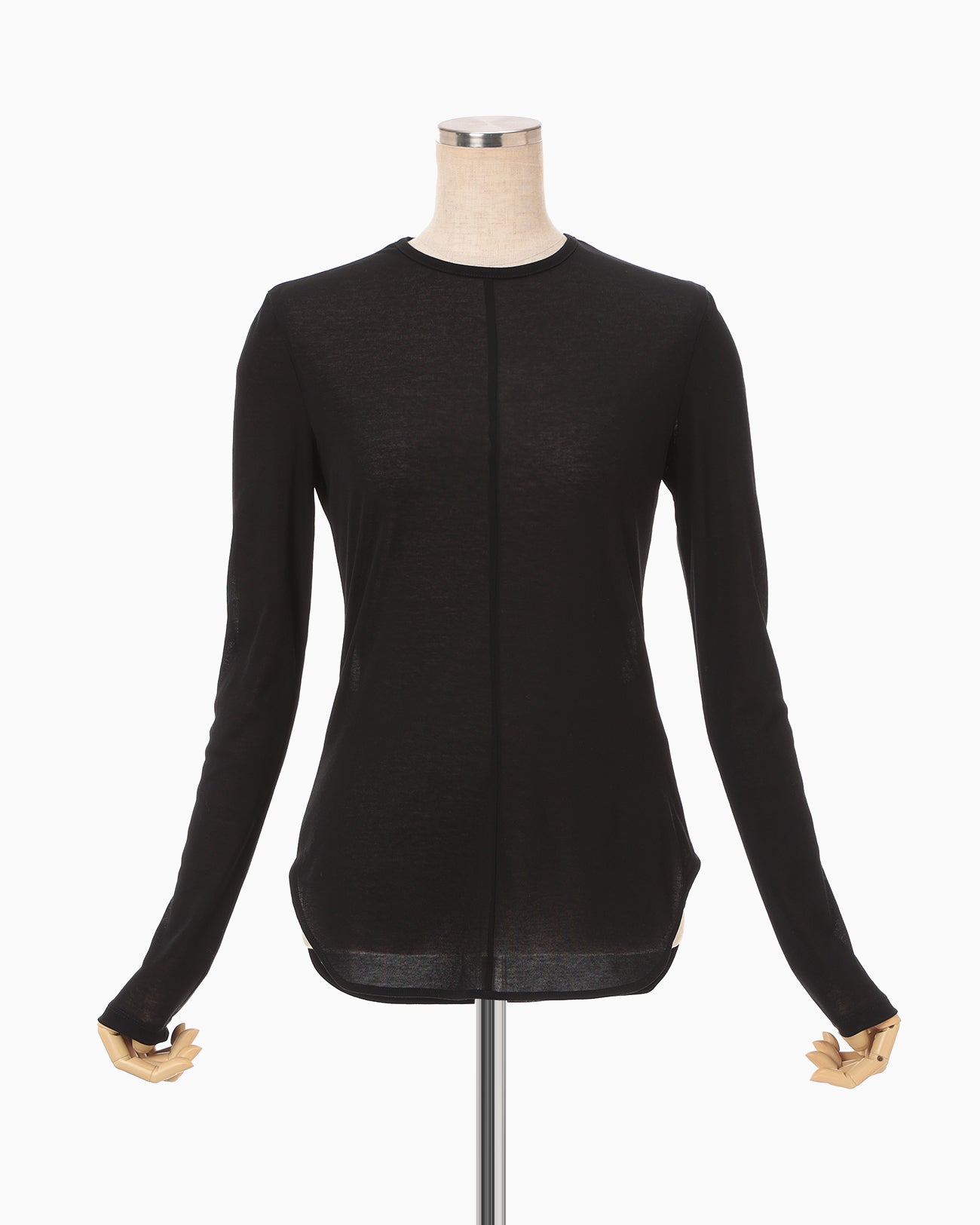 Cotton Jersey Crew Neck Top - black - Mame Kurogouchi