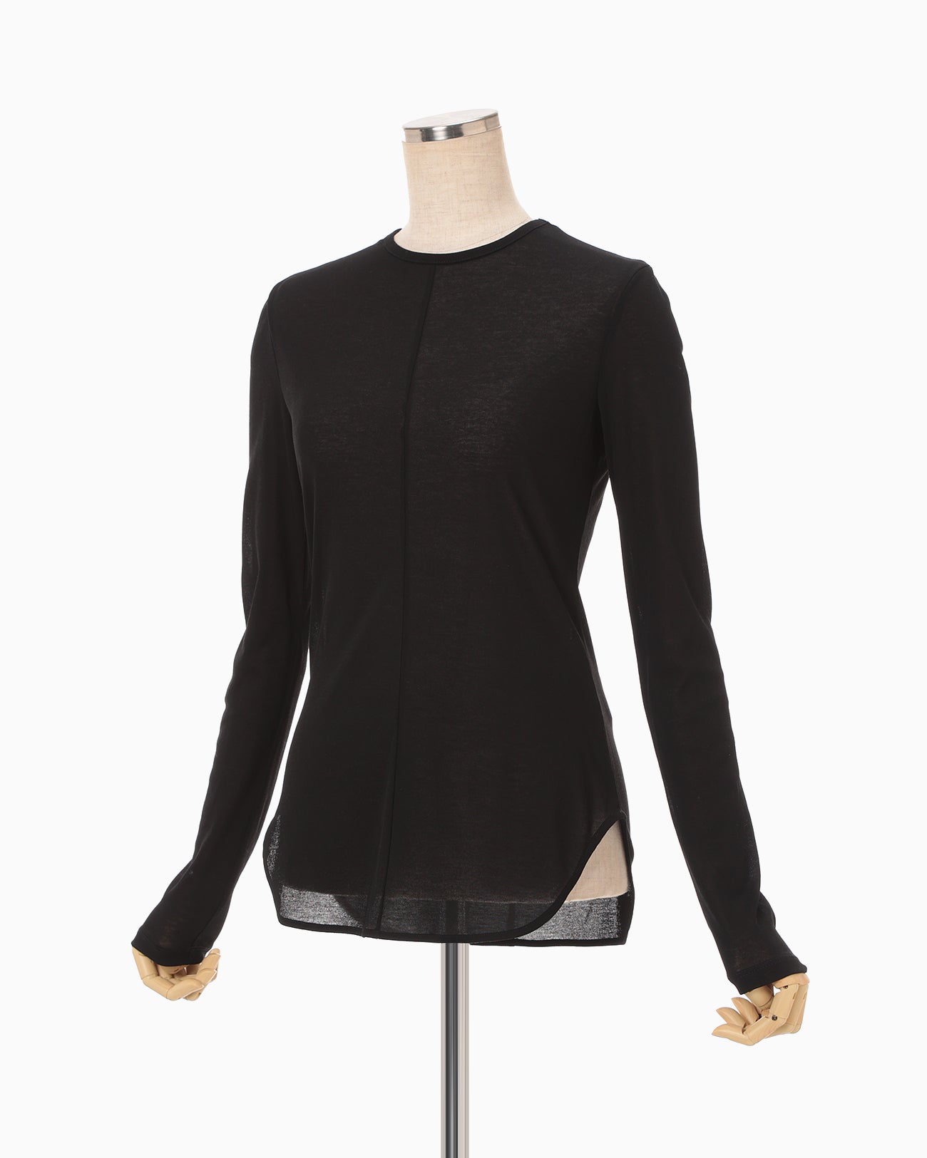 Cotton Jersey Crew Neck Top - black - Mame Kurogouchi