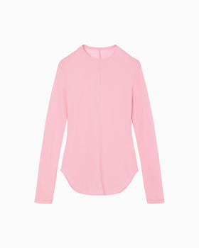 Cotton Jersey Crew Neck Top - pink