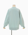 Floral Embroidery Oversized Sweat Top - light blue