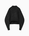 Floral Embroidery Short Sweat Top - black