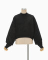 Floral Embroidery Short Sweat Top - black