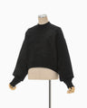 Floral Embroidery Short Sweat Top - black