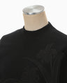 Floral Embroidery Short Sweat Top - black