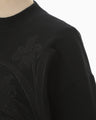 Floral Embroidery Short Sweat Top - black