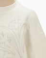 Floral Embroidery Short Sweat Top - ecru