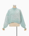 Floral Embroidery Short Sweat Top - light blue