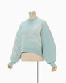 Floral Embroidery Short Sweat Top - light blue