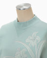 Floral Embroidery Short Sweat Top - light blue