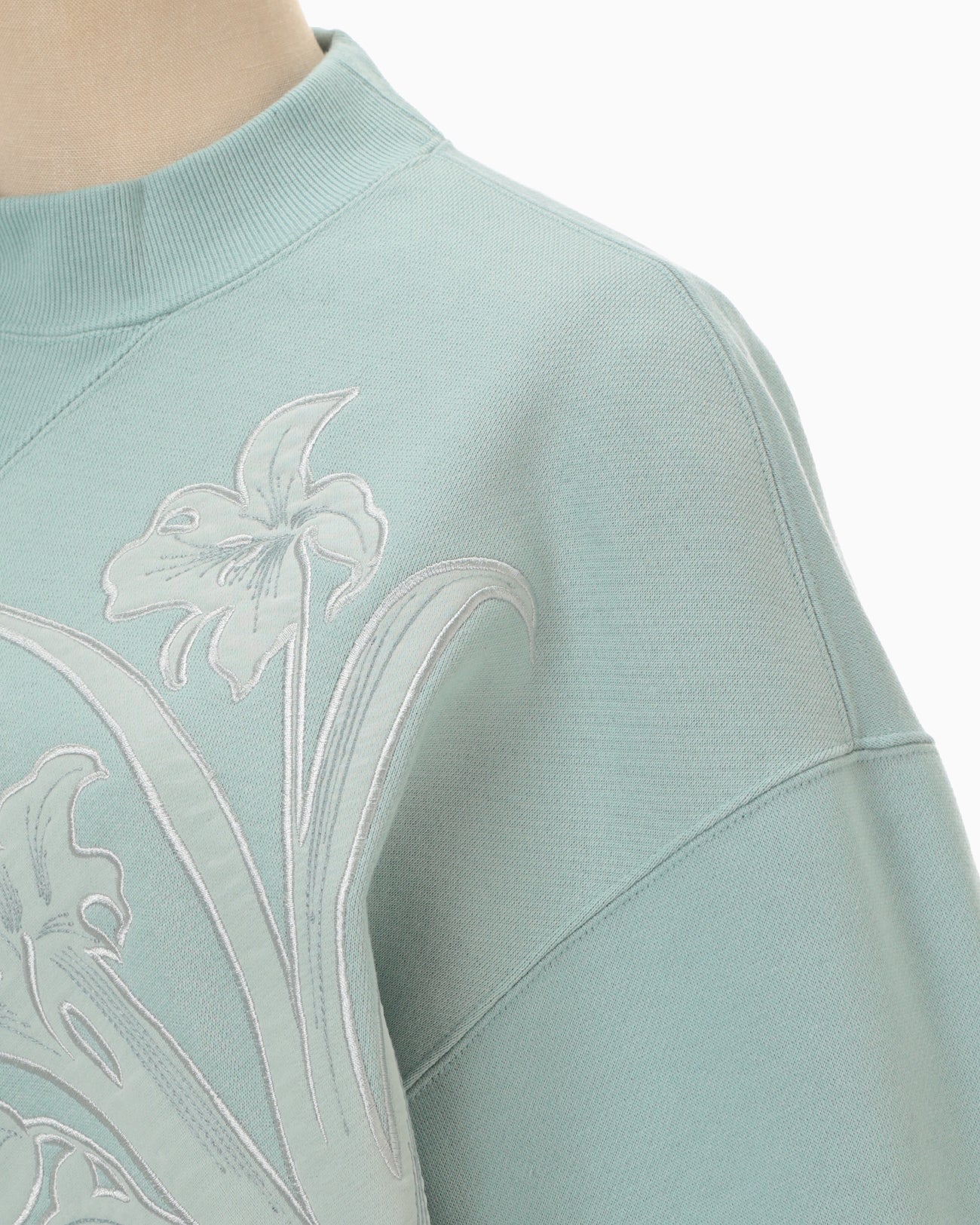 Floral Embroidery Short Sweat Top - light blue - Mame Kurogouchi
