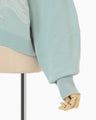 Floral Embroidery Short Sweat Top - light blue