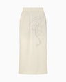 Floral Embroidery Sweat Skirt - ecru