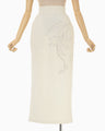 Floral Embroidery Sweat Skirt - ecru