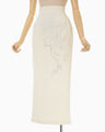 Floral Embroidery Sweat Skirt - ecru