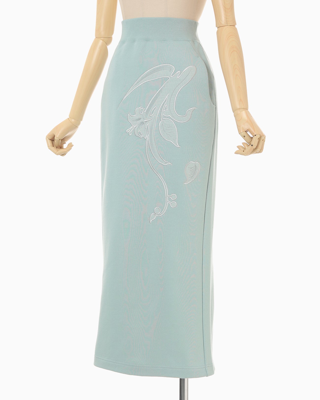 Floral Embroidery Sweat Skirt - light blue - Mame Kurogouchi