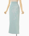 Floral Embroidery Sweat Skirt - light blue