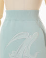 Floral Embroidery Sweat Skirt - light blue