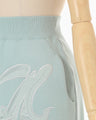 Floral Embroidery Sweat Skirt - light blue