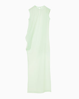 Draped Jersey Sheer Dress - light green