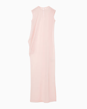 Draped Jersey Sheer Dress - pink
