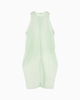 Draped Jersey Sheer Sleeveless Top - light green