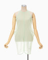 Draped Jersey Sheer Sleeveless Top - light green